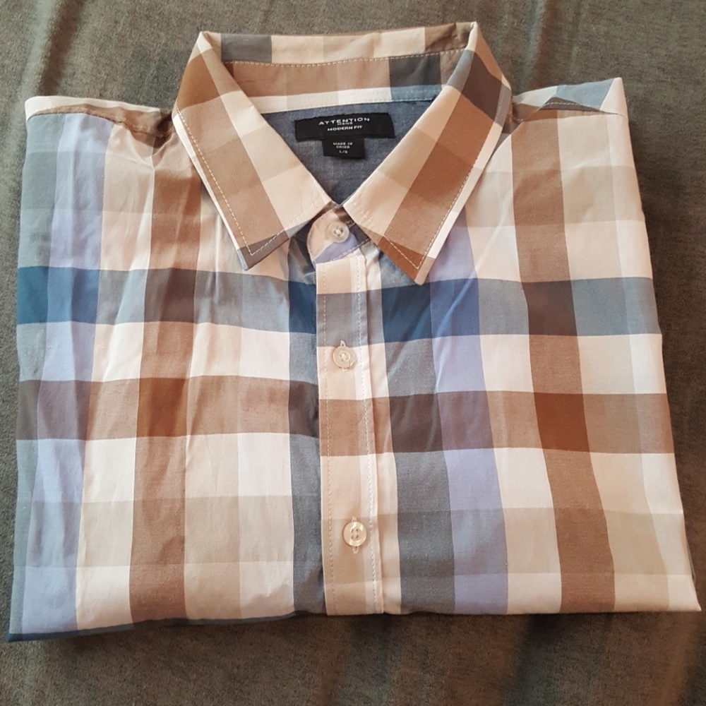 Attention men's casual dress shirt men's Large